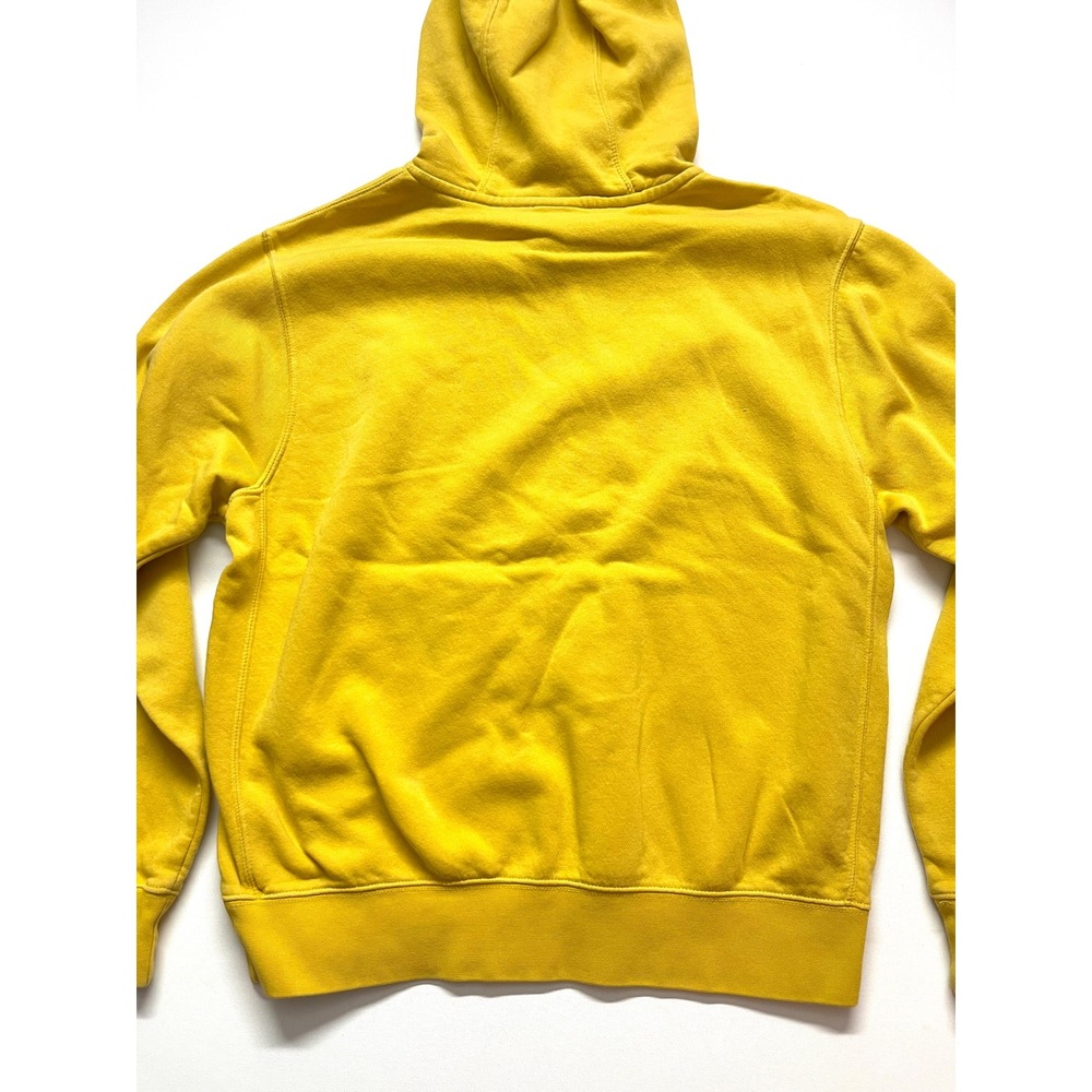 Nike Mens Mustard Yellow Futura Logo Pullover Hoodie NK110 Medium Y2K Style - Picture 7 of 7